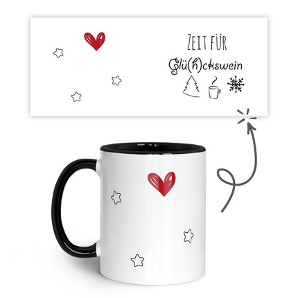 SEO. Bedruckte Tasse mit Weihnachtsmotiv - Zeit für Glühckswein - Schwarz & Weiß Linkreich