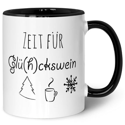 SEO. Bedruckte Tasse mit Weihnachtsmotiv - Zeit für Glühckswein - Schwarz & Weiß Linkreich