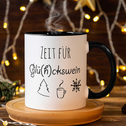SEO. Bedruckte Tasse mit Weihnachtsmotiv - Zeit für Glühckswein - Weiß Linkreich