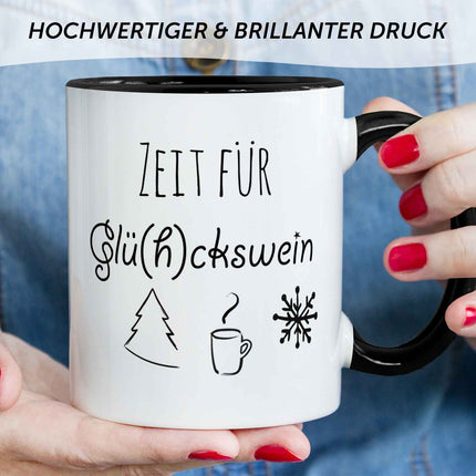 SEO. Bedruckte Tasse mit Weihnachtsmotiv - Zeit für Glühckswein - Schwarz & Weiß Linkreich