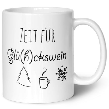 SEO. Bedruckte Tasse mit Weihnachtsmotiv - Zeit für Glühckswein - Weiß Linkreich
