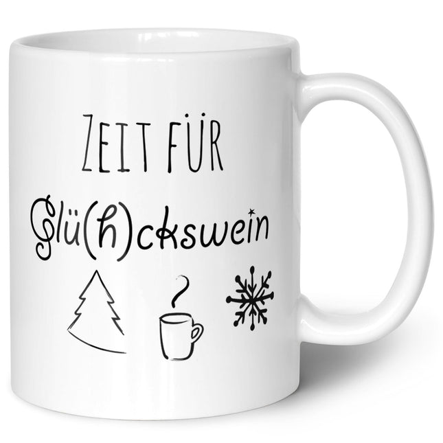 SEO. Bedruckte Tasse mit Weihnachtsmotiv - Zeit für Glühckswein - Weiß Linkreich