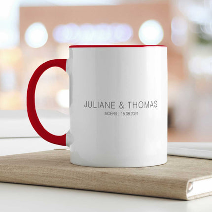 SEO. Bedruckte Tasse mit "Wo alles begann" Motiv - Personalisiertes Geschenk mit Wunschkoordinaten - Rot Linkreich