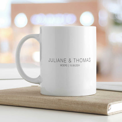 SEO. Bedruckte Tasse mit "Wo alles begann" Motiv - Personalisiertes Geschenk mit Wunschkoordinaten - Weiß Linkreich