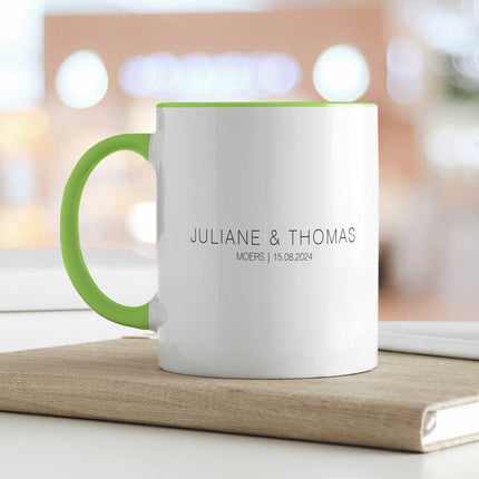 SEO. Bedruckte Tasse mit "Wo alles begann" Motiv - Personalisiertes Geschenk mit Wunschkoordinaten - Hellgrün Linkreich
