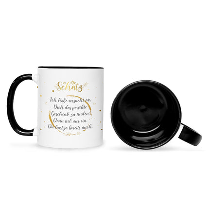 SEO. Bedruckte Tasse Schatz Ich habe versucht - Schwarz & Weiß Linkreich