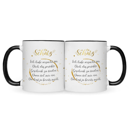 SEO. Bedruckte Tasse Schatz Ich habe versucht - Schwarz & Weiß Linkreich