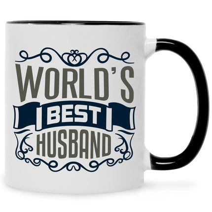 SEO. Bedruckte Tasse World's Best Husband - Schwarz & Weiß Linkreich