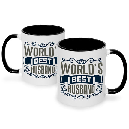 SEO. Bedruckte Tasse World's Best Husband - Schwarz & Weiß Linkreich