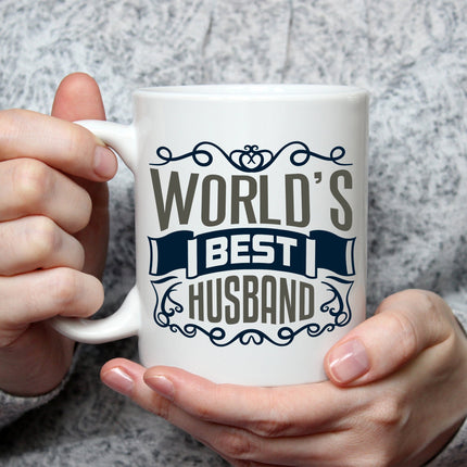 SEO. Bedruckte Tasse World's Best Husband - Weiß Linkreich