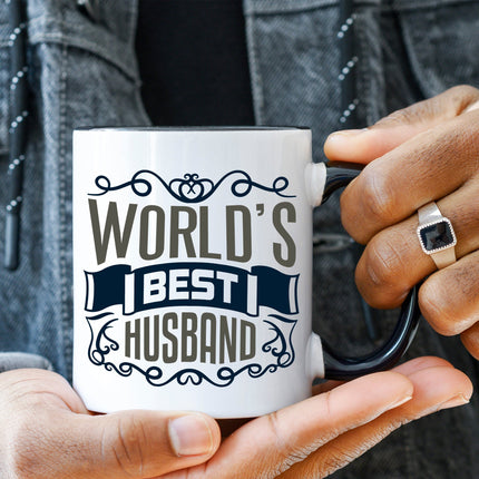 SEO. Bedruckte Tasse World's Best Husband - Schwarz & Weiß Linkreich