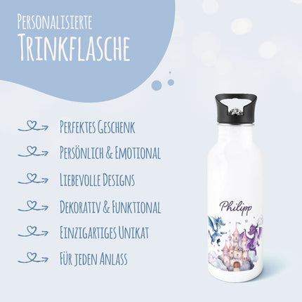 SEO. Bedruckte Trinkflasche aus Edelstahl - Drache - Linkreich