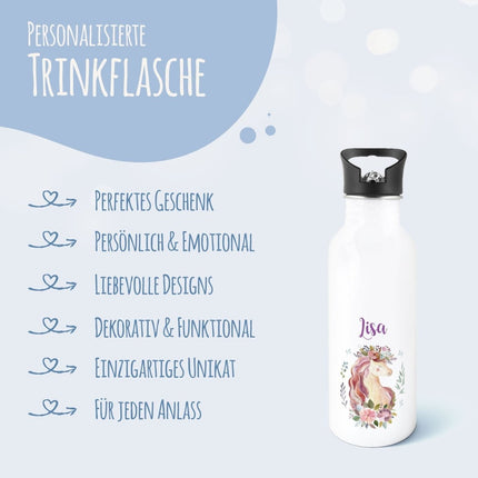 SEO. Bedruckte Trinkflasche aus Edelstahl - Einhorn V2 - Linkreich