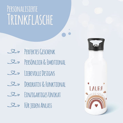SEO. Bedruckte Trinkflasche aus Edelstahl - Regenbogen - Rot Linkreich