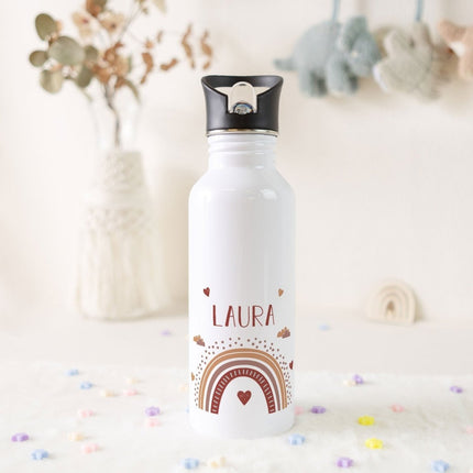 SEO. Bedruckte Trinkflasche aus Edelstahl - Regenbogen - Rot Linkreich