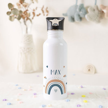 SEO. Bedruckte Trinkflasche aus Edelstahl - Regenbogen - Blau Linkreich