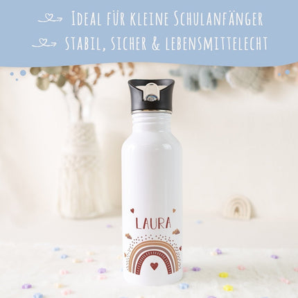 SEO. Bedruckte Trinkflasche aus Edelstahl - Regenbogen - Rot Linkreich