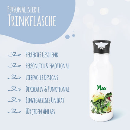 SEO. Bedruckte Trinkflasche aus Edelstahl - T-Rex - Linkreich