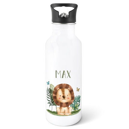 SEO. Bedruckte Trinkflasche aus Edelstahl - Tiergruppe - Safari Linkreich