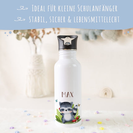 SEO. Bedruckte Trinkflasche aus Edelstahl - Tiergruppe - Waldtiere Linkreich