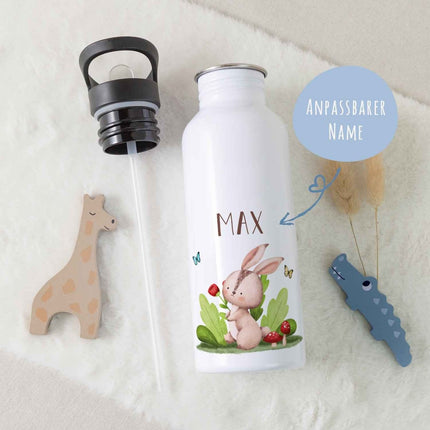 SEO. Bedruckte Trinkflasche aus Edelstahl - Tiergruppe - Waldtiere Linkreich