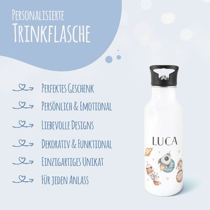 SEO. Bedruckte Trinkflasche aus Edelstahl - Weltraum - Linkreich