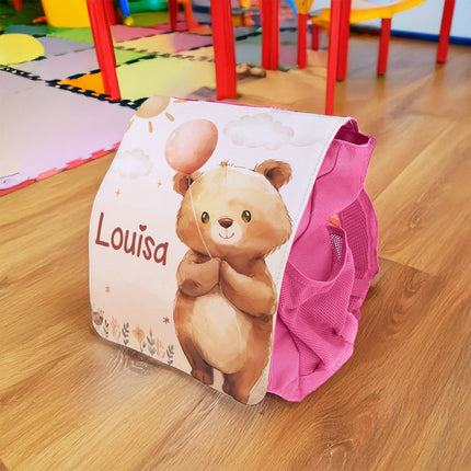 SEO. Bedruckter Rucksack für Kinder - Ballon mit Name - Dunkelblau Linkreich