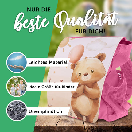 SEO. Bedruckter Rucksack für Kinder - Ballon mit Name - Rosa Linkreich