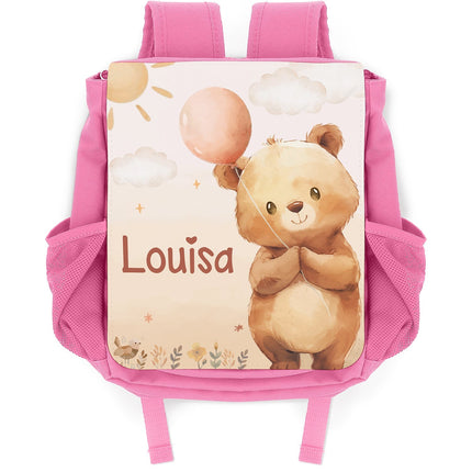 SEO. Bedruckter Rucksack für Kinder - Ballon mit Name - Rosa Linkreich