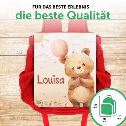 SEO. Bedruckter Rucksack für Kinder - Ballon mit Name - Rosa Linkreich