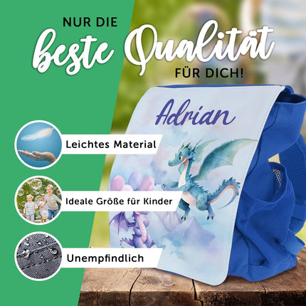 SEO. Bedruckter Rucksack für Kinder - Drache mit Name - Rot Linkreich