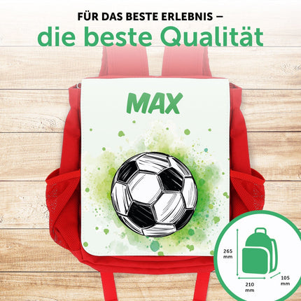SEO. Bedruckter Rucksack für Kinder - Fussball mit Name - Rosa Linkreich