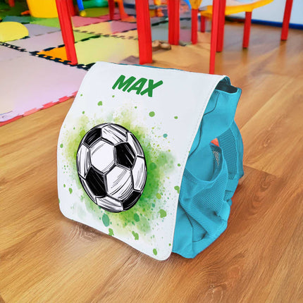 SEO. Bedruckter Rucksack für Kinder - Fussball mit Name - Rosa Linkreich