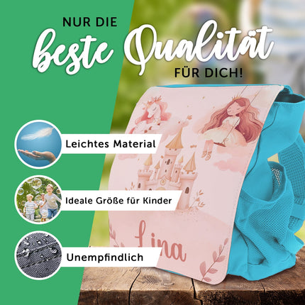SEO. Bedruckter Rucksack für Kinder - Prinzessin mit Name - Rot Linkreich