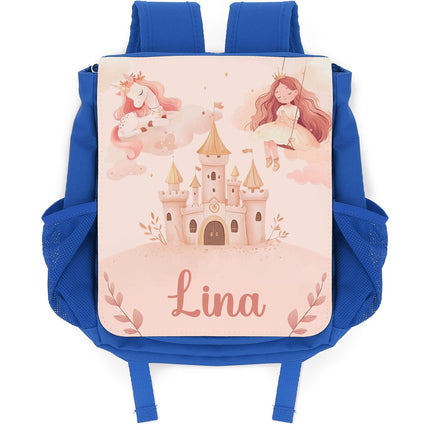 SEO. Bedruckter Rucksack für Kinder - Prinzessin mit Name - Dunkelblau Linkreich
