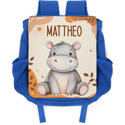 SEO. Bedruckter Rucksack für Kinder - Safaritiere mit Name - Rot Linkreich