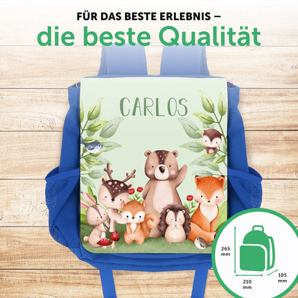 SEO. Bedruckter Rucksack für Kinder - Tiergruppe Wald - Rot Linkreich