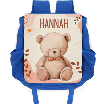 SEO. Bedruckter Rucksack für Kinder - Waldtiere mit Name - Dunkelblau Linkreich