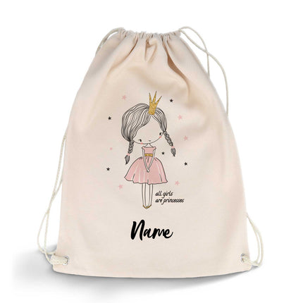 SEO. Bedruckter Turnbeutel für Kinder im All girls are Princesses Design - Linkreich