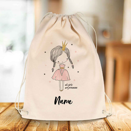 SEO. Bedruckter Turnbeutel für Kinder im All girls are Princesses Design - Linkreich