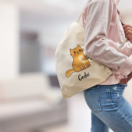 SEO. Bedruckter Turnbeutel für Kinder im Cartoon Katze Design - Linkreich