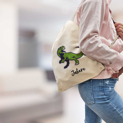 SEO. Bedruckter Turnbeutel für Kinder im Cartoon T - Rex Design - Linkreich