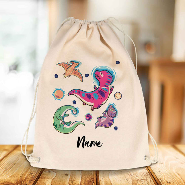 SEO. Bedruckter Turnbeutel für Kinder im Dinos im Weltall Design - Linkreich