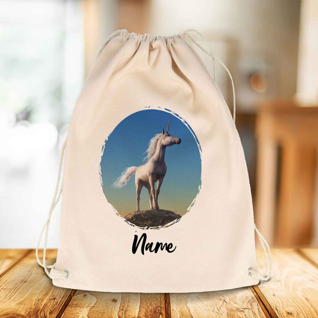 SEO. Bedruckter Turnbeutel für Kinder im Weißes Einhorn Design - Linkreich