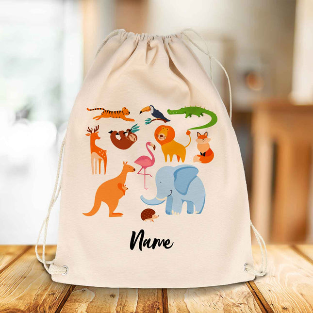 SEO. Bedruckter Turnbeutel für Kinder im Zootiere Design - Linkreich