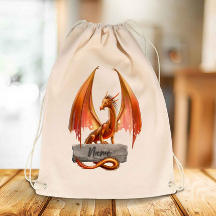 SEO. Bedruckter Turnbeutel für Kinder mit Drachen und Wunschnamen - Linkreich