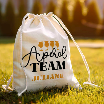 SEO. Bedruckter Turnbeutel im Aperol TEAM Design - Linkreich