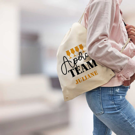 SEO. Bedruckter Turnbeutel im Aperol TEAM Design - Linkreich