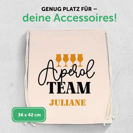 SEO. Bedruckter Turnbeutel im Aperol TEAM Design - Linkreich