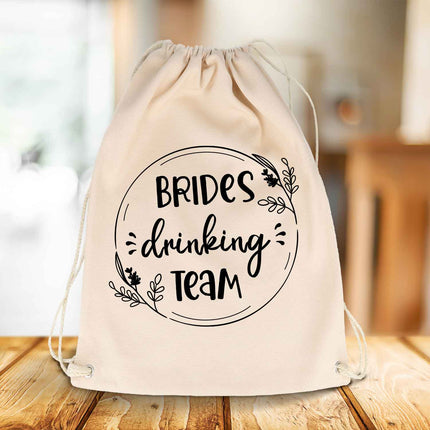 SEO. Bedruckter Turnbeutel im Brides drinking Team Design - Linkreich